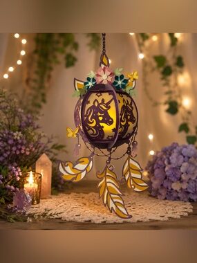 Unicorn Dreamcatcher Lantern – Whimsical Fairy Light Paper Lantern